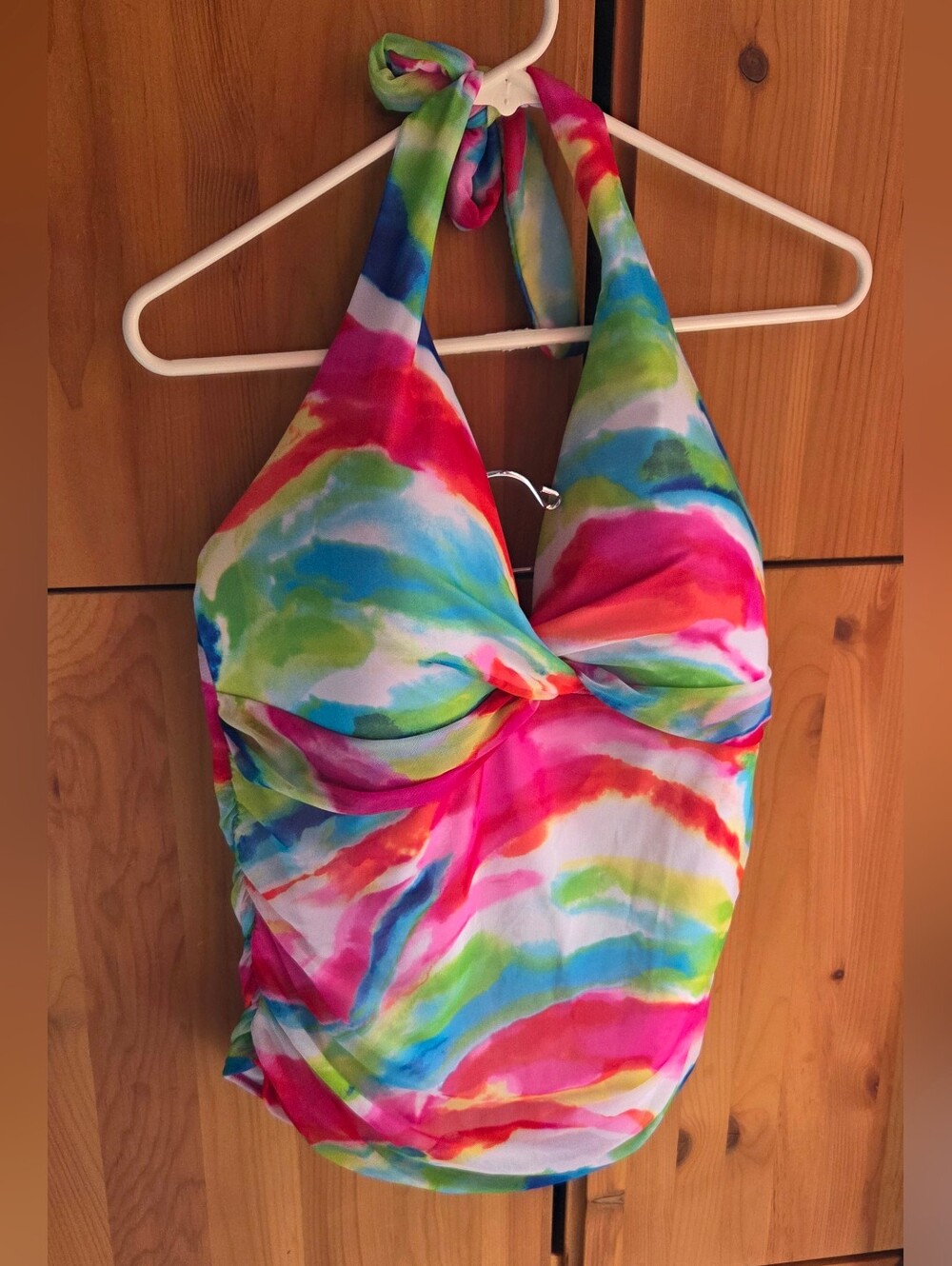 Lauren Ralph Lauren Women's Multi Coloured Halter Neck Tankini Top Size 14